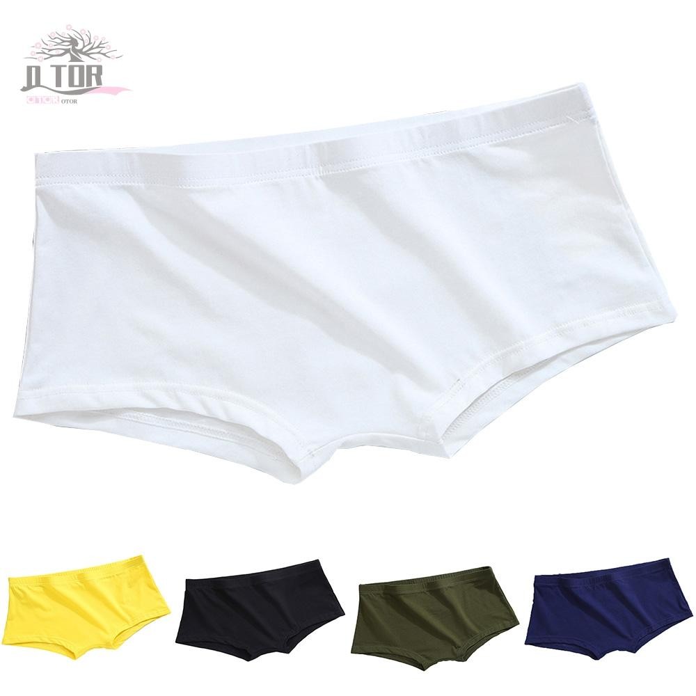 18) Quần lót Boxer eo thấp nam co giãn Quần short Cotton thoáng khí Màu trơn