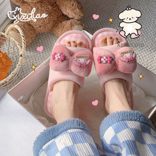Xixitiao Dép Sanrio Nữ Dễ Thương HelloKitty Nhà Vải Lanh Cotton Đế Mềm