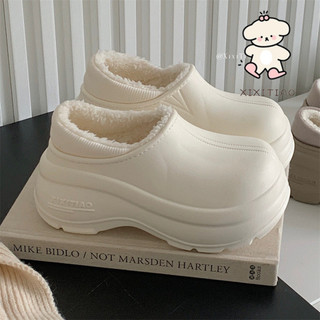Xixitiao Giày Bốt Cotton Nữ, Màu Trơn Đơn Giản, Chống Thấm Nước, Thích Hợp Đi Ngoài Trời