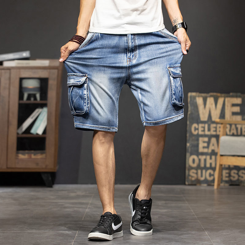 Mùa Hè Nhiều Túi Quần Short Denim Nam Năm Điểm Mùa Hè Dạo Phố Rời Crop Giữa 5 Điểm 7 Điểm Breeches