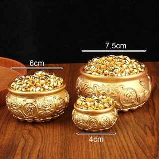 HOMEHAVEN 1 Cái Bát Kho Báu, Thu Hút Sự Giàu Có May Mắn Đồng Thau Cornucopia, Bền May Mắn 4 / 6 / 8cm Điện Ma Thuật Máy Tính Để Bàn Trang Trí Nhỏ Trang Trí Nhà