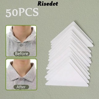 Risedot 50 Miếng đệm cố định cổ áo, Máy định hình cổ đứng vô hình chống lật, Thiết thực PVC Áo sơ mi tự dính Cổ áo hỗ trợ nam giới