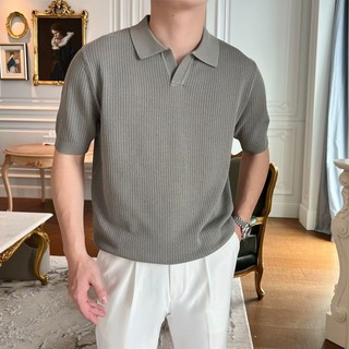 Áo sơ mi Polo ngắn tay DICHUANGZHE Slim Fit dành cho nam - Màu trơn, sành điệu & mặc thường ngày