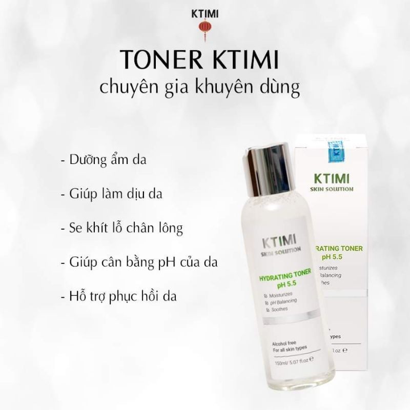 Nước hoa hồng cân bằng độ pH cho da KTIMI Hydrating Toner pH 5.5 150ml