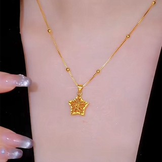 Dây chuyền mặt hình ngôi sao may mắn ba chiều vàng cho phụ nữ, dây chuyền xương đòn đa năng, thiết kế niche bằng thép titan, choker BZ4P