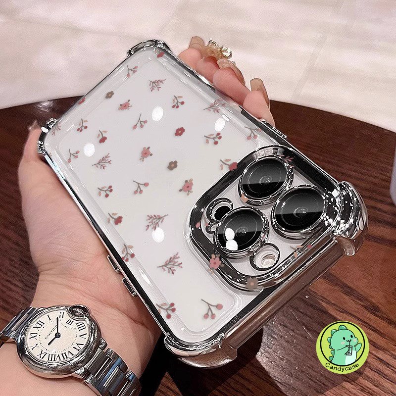 Vỏ Mạ Hoa Thanh Lịch Cho Vivo V50 Lite Y39 Y29 V40 V30 V29 V29E Lite V27 V27E V25 V25E V23 Pro V21 V21s 5G 4G Ốp Lưng Sang Trọng Túi Khí Chống Sốc Dễ Thương Vỏ Điện Thoại Mềm