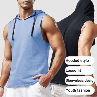Áo ba lỗ thể thao không tay có mũ trùm đầu DICHUANGZHE cho mùa hè - Loose Fit