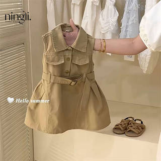 Đầm không tay mùa hè mới cho bé gái, thiết kế thời trang, đầm cargo, đầm tank