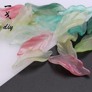 20 Chiếc 12X34 Mm Cỏ Biển Lá Thủy Tinh Màu Lá Cánh Hoa diy Handmade Cổ Kẹp Tóc Chất Liệu Làm Phụ Kiện