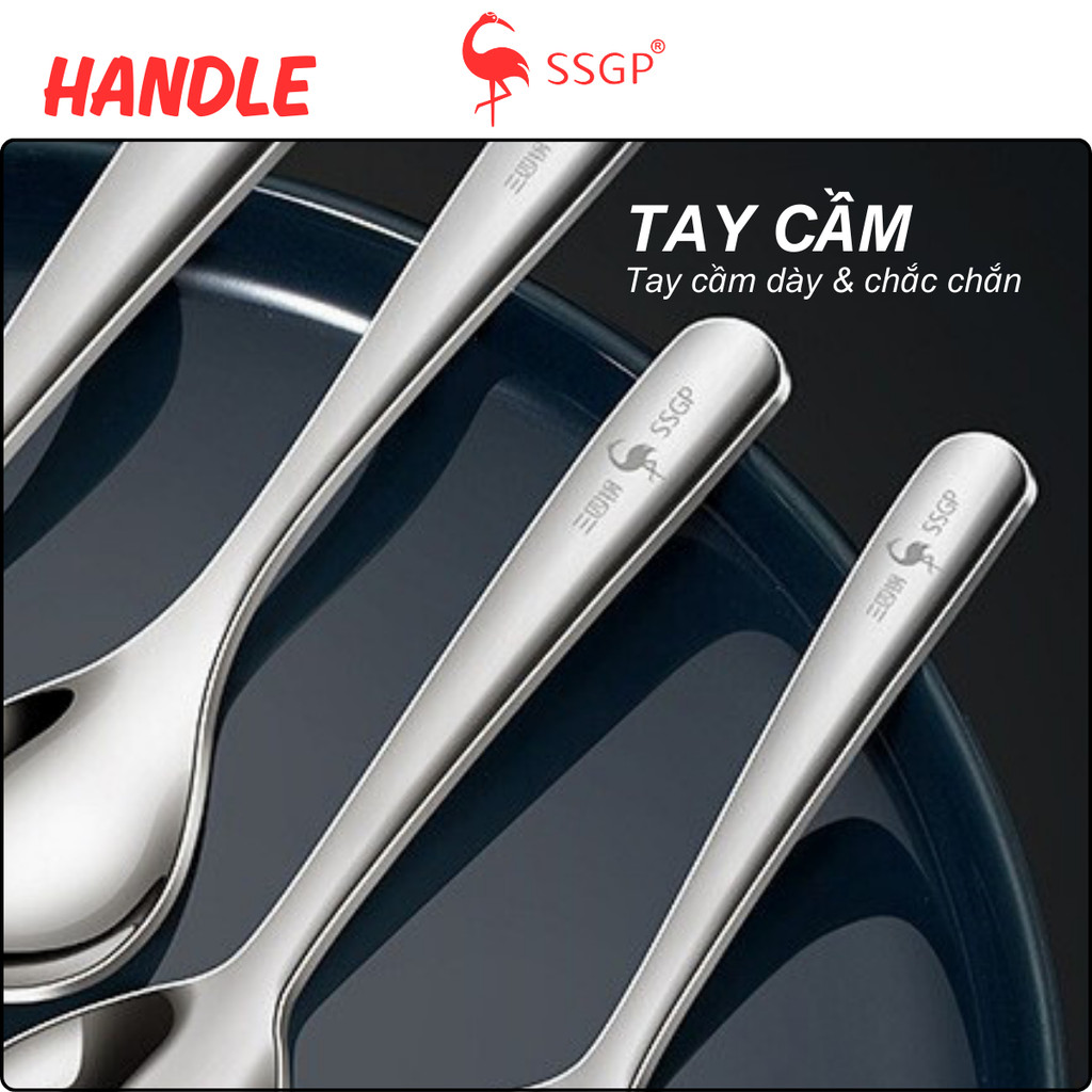 Muỗng ăn cơm inox 316 đáy tròn SSGP Muỗng inox nhỏ lớn Muỗng canh Muỗng inox cao cấp Thìa inox 304,