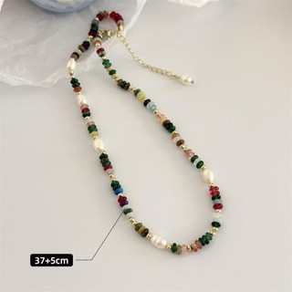 Dây chuyền xương đòn ASDFGER, Vòng cổ đầy màu sắc bằng đá đơn giản, Vòng cổ hạt Bohemian cầu vồng cổ điển dành cho nữ