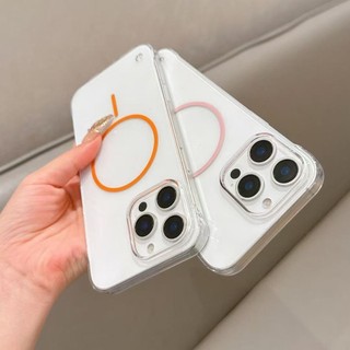 Ốp điện thoại không gian trong suốt cuộn dây từ tính mạnh mẽ cho IPhone 16 15 14 13 12 Pro Max Vỏ Acrylic Nút mạ điện Vỏ bảo vệ chống rơi