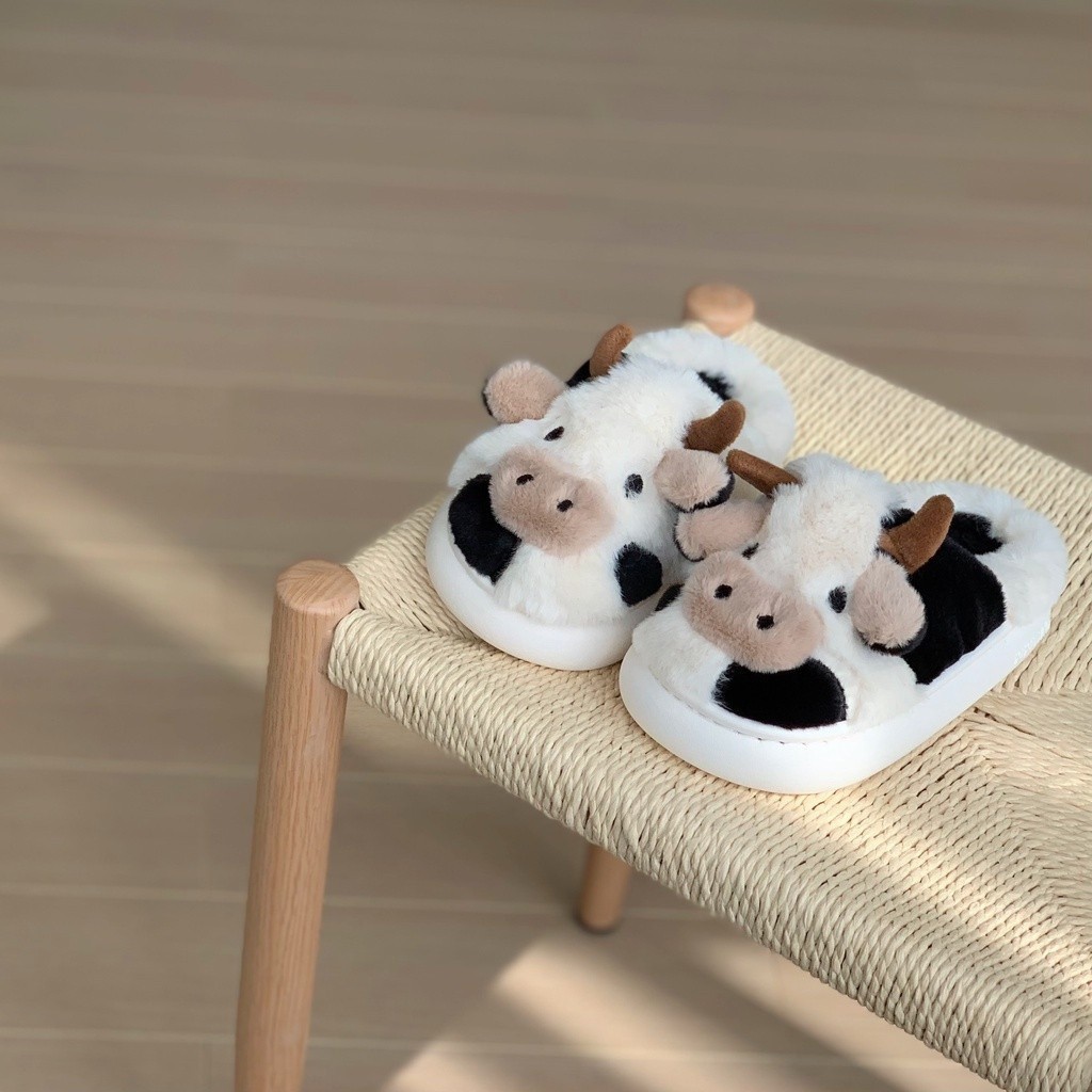 Xixitiao Baotou Dép Cotton Mềm Mại Dễ Thương PPR Bò Mùa Đông Thời Trang Nhà Ấm Sang Trọng Confine Giày