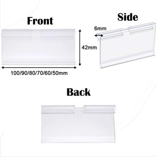 ROOMYCO 50 CÁI Giá đỡ nhãn, Bảng hiệu Giá treo thẻ móc hai dòng, Nhựa trong suốt Đa chức năng Giá trưng bày thẻ Siêu thị