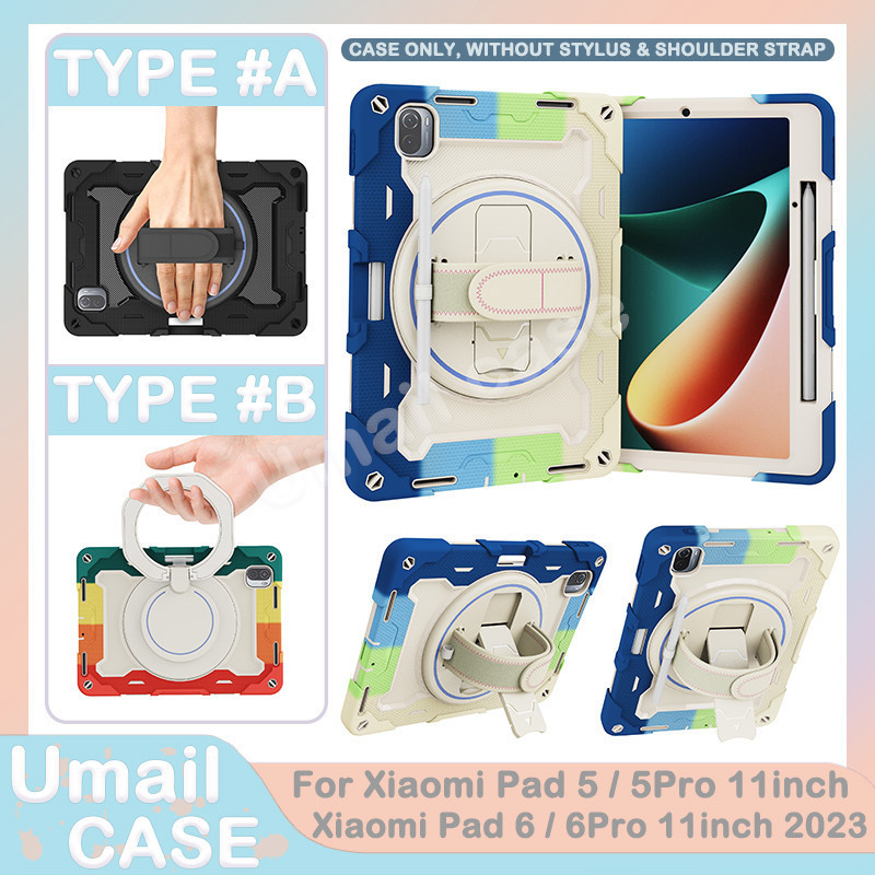 Ốp Chống Sốc Chắc Chắn Cho Xiaomi Pad 5 5Pro 11inch 2021 Xiaomi Pad 6 6Pro 2023 360° Vỏ máy tính bảng có tay cầm xoay