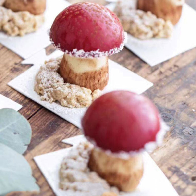 6 Khoang Nón Pleurotus Erythrangii Khuôn Cắt Tóc Silicon Bán Nguyệt Tròn Mousse Khuôn Socola DIY Nướng Bánh