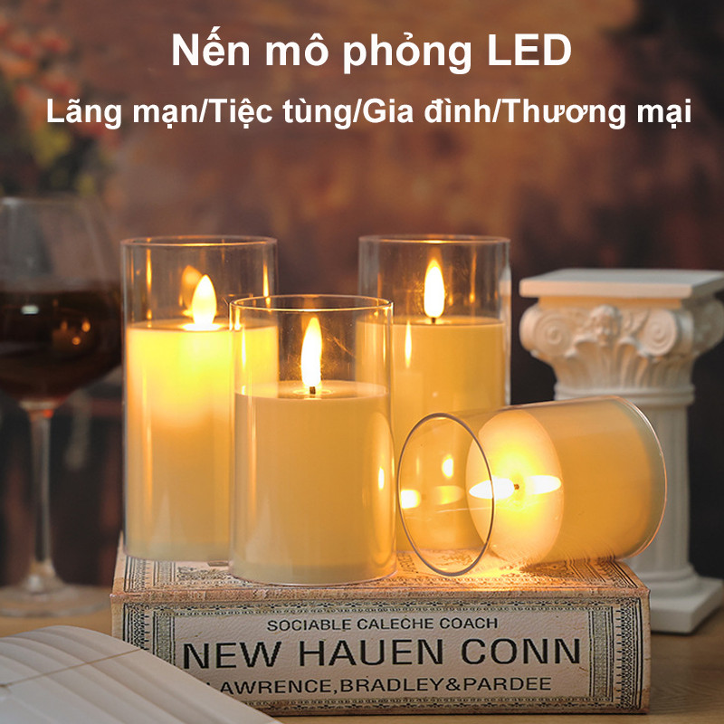 Nến điện tử tim lắc,nến trong suốt, nến pin, Đèn nến điện tử xoay LED，Có thể sử dụng cho các bữa tiệc và các dịp khác