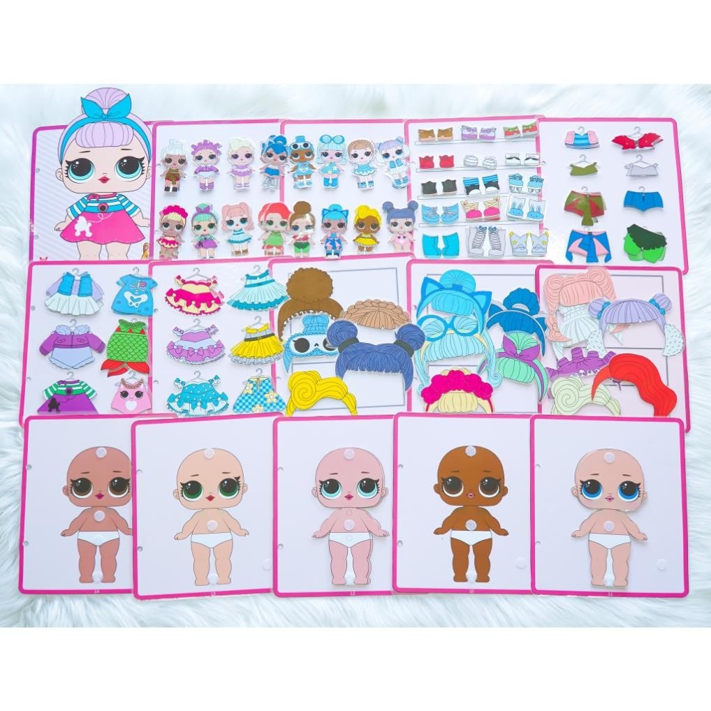 Học liệu bóc dán ngôi nhà búp bê thay đồ cho búp bê công chúa thời trang Happy Book Montessori h4h  Giấy in chất lượng