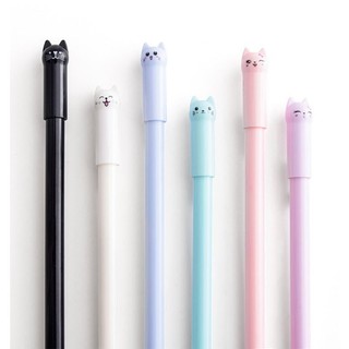 [Mực Đen] Bút Gel Bút Bi Nước Mực Gel Hình Đầu Mèo Nhiều Màu Khô Nhanh Ngòi 0.5mm, Mực Đều, Nét Chữ Đẹp - Bút Mực Gel