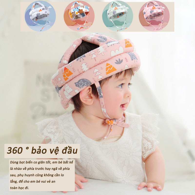 Mũ Bảo Vệ Đầu Cho Bé, Mũ Bảo Hiểm Cho Bé Tập Đi, Thoáng khí và chống va đập， Thích hợp cho trẻ em từ 5-36 tháng tuổi