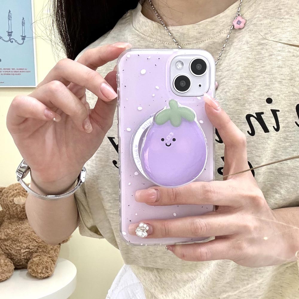 Ốp Lưng Cứng Tương Thích Với iPhone 12 12Pro 12ProMax 13 13Pro 13ProMax 14 14Pro 14ProMax 15 15Pro 15ProMax Ốp Nam Châm Họa Tiết Cà Chua Tím