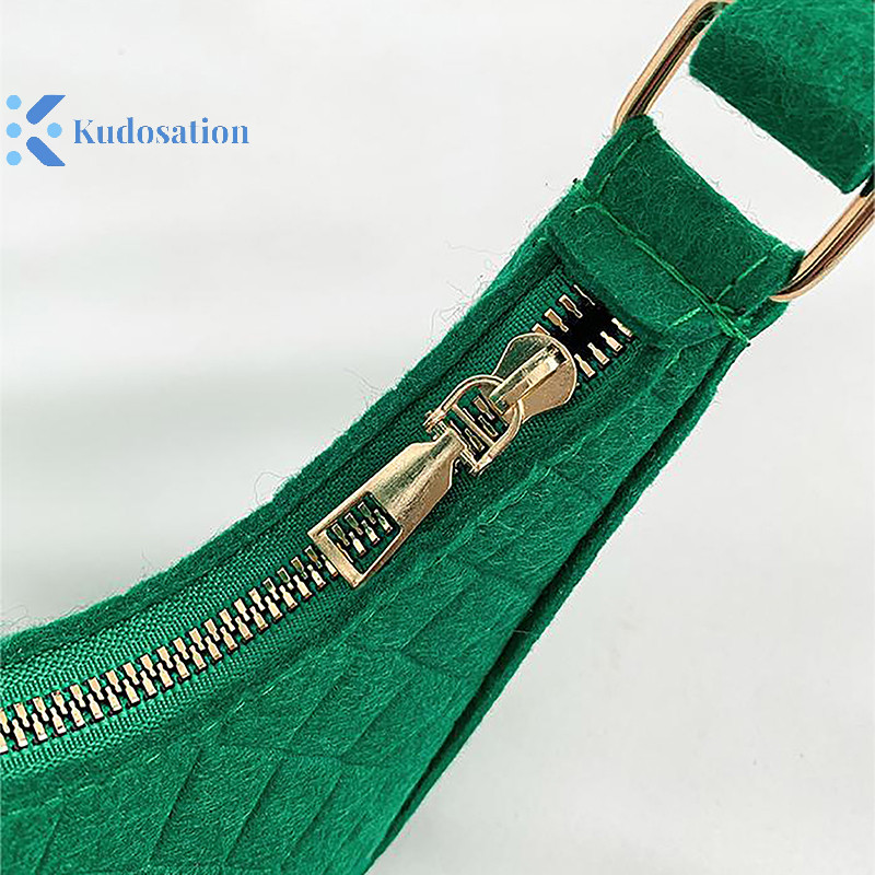 Kudosation Màu Kẹo Thiết Kế Cao Cấp Kết Cấu Nách Túi Xách Túi đeo dưới cánh tay Nỉ Cho Nữ Túi Subaxillary Ví Túi Lưỡi Liềm