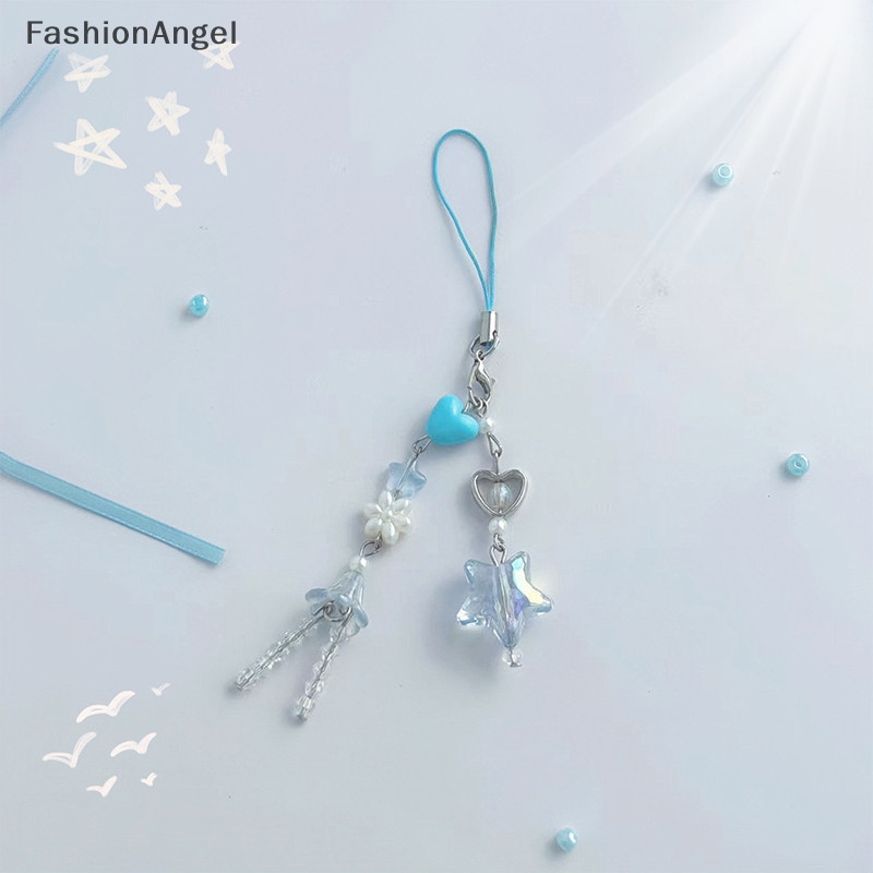 FashionAngel Blue Stars Dây Xích Điện Thoại Đám Mây Mưa Mặt Dây Chuyền Tai Nghe Ngọt Ngào Dây Chống Mất Dây Túi Trang Trí TH