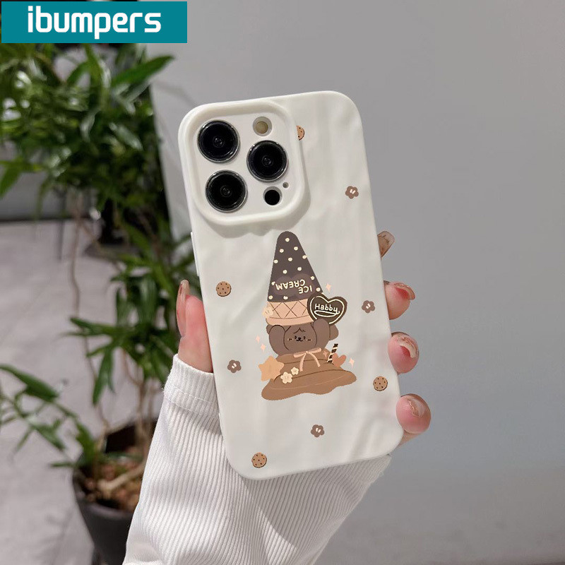 ibumpers cute hàn quốc gấu hoạt hình in hình ốp điện thoại nhám mỏng silicone mềm chống sốc ốp lưng Iphone 15 14 12 13 11 Pro Max IP 7 8 Plus Iphon X Xs XR Xs Max