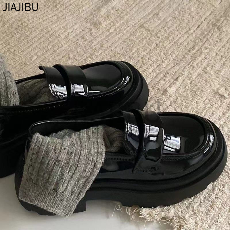 Size 34-46 Giày Da Nhỏ JK Gót Dày Phong Cách Anh Quốc Giày Nữ Cỡ Lớn 45 Giày Lười Kéo Mũi Tròn Chống Trượt 44 Giày Đi Học Màu Đen Thông Thường Của Nhật Bản 43 Korean Fashion Platform Mary Jane Shoes 42 French Cosplay Doll Shoes Giày Khiêu Vũ Y2K Giày Lười