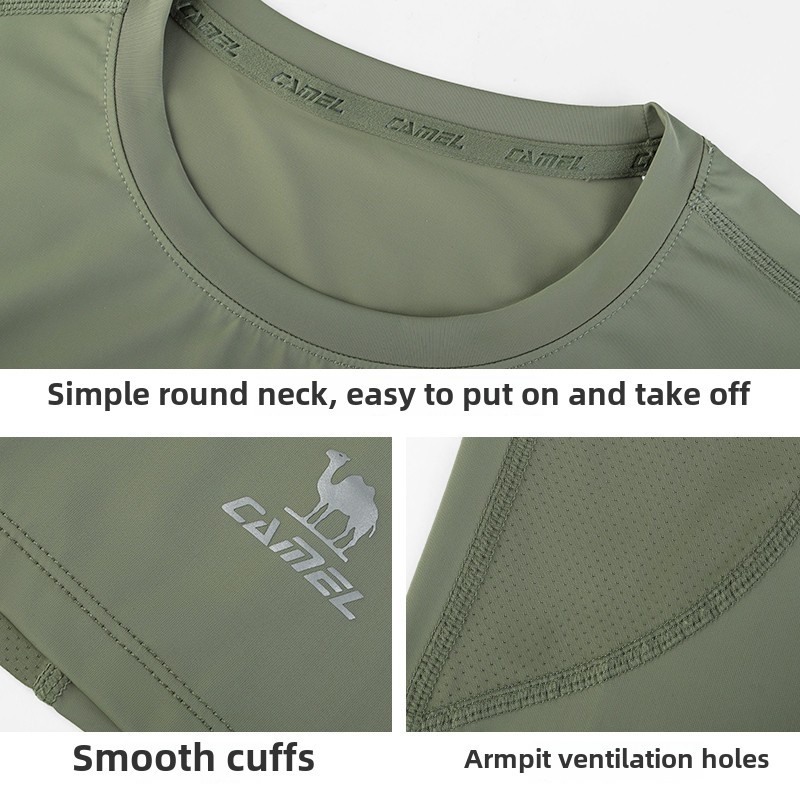 Ảnh Camel CROWN Thể Thao Áo Thun Nhanh Khô Nam Tay Ngắn Kem Chống Nắng Băng Thoáng Khí Chạy Bộ Top 2