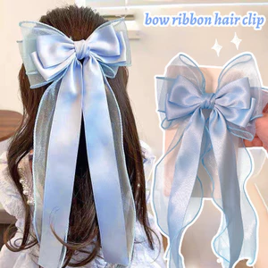 Kẹp Tóc Nơ Gạc Quá Khổ Streamer - Mũ Công Chúa Tinh Tế - Thanh Lịch, Thời Trang, Đơn Giản, Ngọt Ngào, Phong Cách Ins - Kẹp Tóc Ruy Băng Ren Cho Bé Gái - Kẹp Tóc Dopamine Nơ