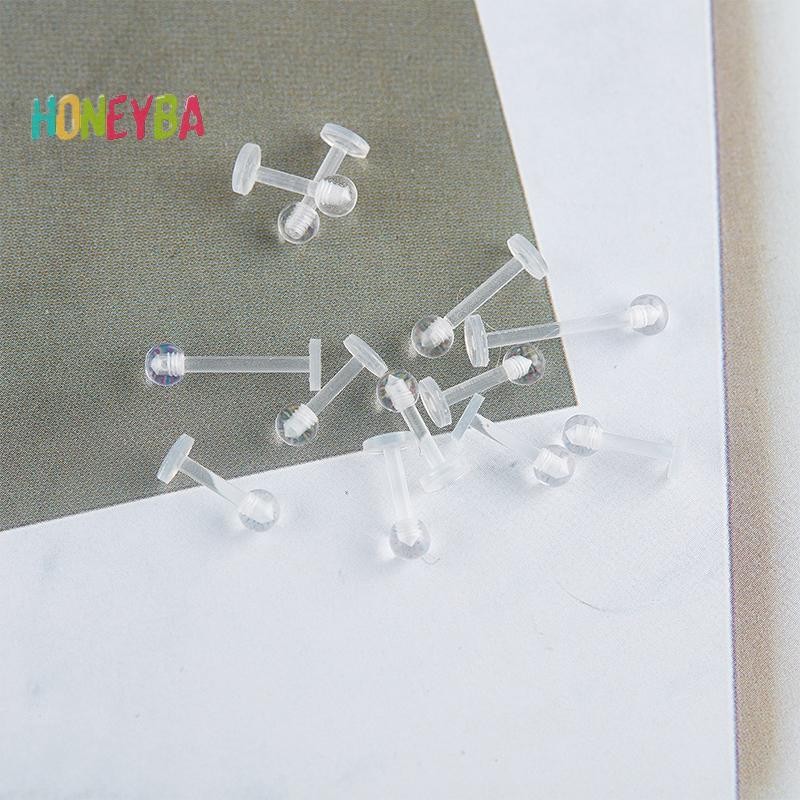 < Honeyba > 10 Chiếc Acrylic Trong Suốt Lip Stud Xuyên Vòng Sụn Tai Thanh Tragus