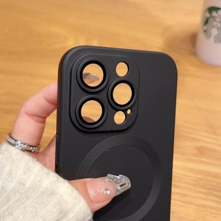 Dành Cho Từ Tính Sạc Không Dây Matte Mềm Silicon Dành Cho iPhone 14 13 12 11 Pro Max Có Ống Kính Kính Chống Sốc
