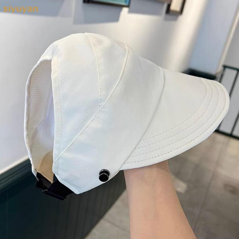 Siyuyan Mùa Hè Rộng Vành Sunhat Nữ Mũ Chống Nắng Có Thể Gập Lại Có Thể Điều Chỉnh Ngoài Trời Mũ Xô Đi Biển Chống Tia UV Tấm Che Người Cá Đuôi Ngựa Mũ VN