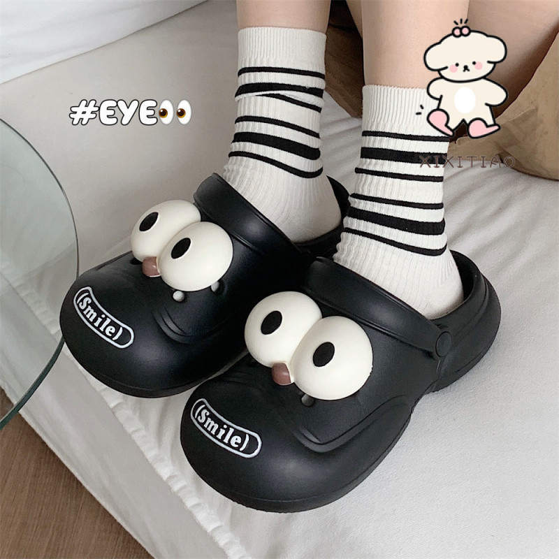 Xixitiao Dép Dép Đi Biển Chống Trơn Trượt Bước Trên Shit Đế Mềm Baotou Phiên Bản Hàn Quốc Sáng Tạo Độc Đáo Dễ Thương Giày Lad