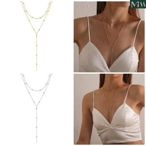 Miss * Vòng cổ nhiều lớp hợp thời trang với tua rua và hạt hình học dành cho những người đam mê thời trang