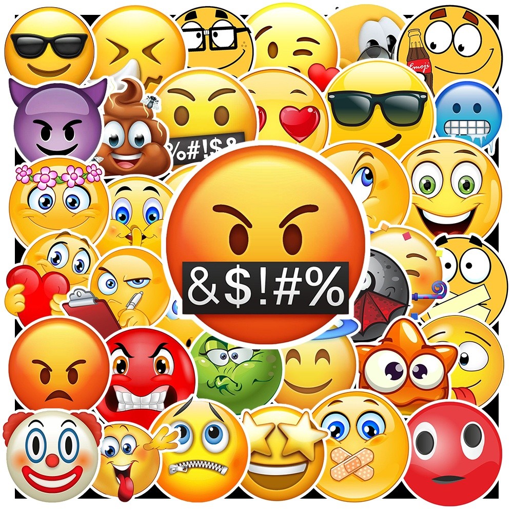 50 Sticker Emoji chống nước sticker dán laptop, điện thoại, đàn guitar, mũ bảo hiểm, vali