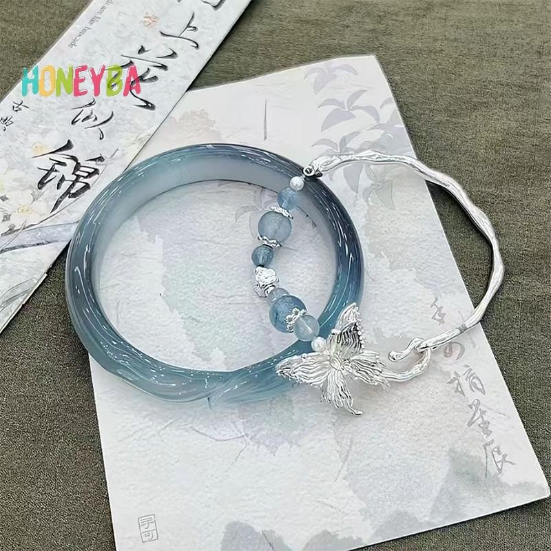 < Honeyba > 2 Chiếc Tinh Tế Phong Cách Trung Hoa Vòng Tay Nữ Cô Gái Đa Năng Phong Cách Cổ Đại Vòng Tay Phụ Kiện Trang Sức Quà Tặng