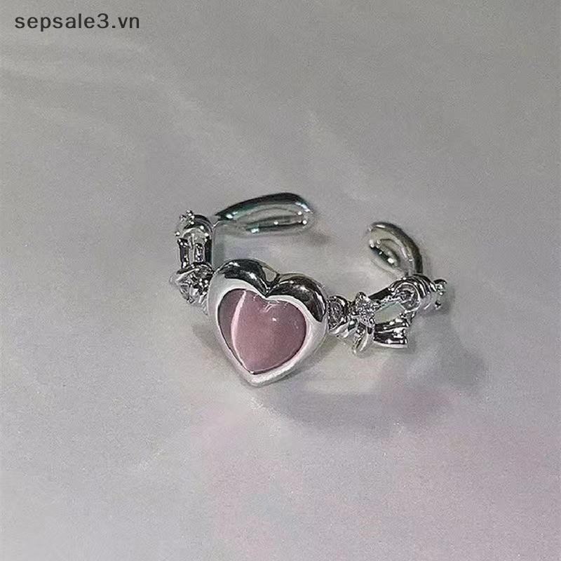 # sepsale # Nhẫn Trái Tim Thời Trang Mắt Đào Trái Tim Nữ Có Thể Điều Chỉnh Nhẫn Thời Trang Tinh Tế Tiệc Cưới Món Quà Trang Sức.