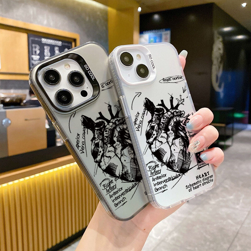 Sáng Tạo Mô Hình Tim Mạch Trái Tim Y Tế Ốp Lưng Điện Thoại Realme C53 C51 C35 C21Y C25Y C20 C11 2021 10 11 12 13 Pro Plus Vỏ Điện Thoại Mạ In Matte Hard Acrylic