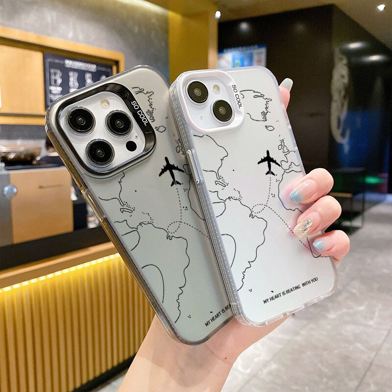 Ốp điện thoại thiết kế tuyến đường máy bay lấy cảm hứng du lịch cho Xiaomi Redmi Note 14 13 Pro 12 4G 8 9 11 10 12 13 14 Pro Plus 5G 10S 11S 9S Redmi 13C 14C Vỏ mạ