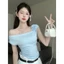 Áo cộc croptop mùa hè nữ thiết kế lệch vai đính hoa chất liệu co giãn XIMIMI SP266