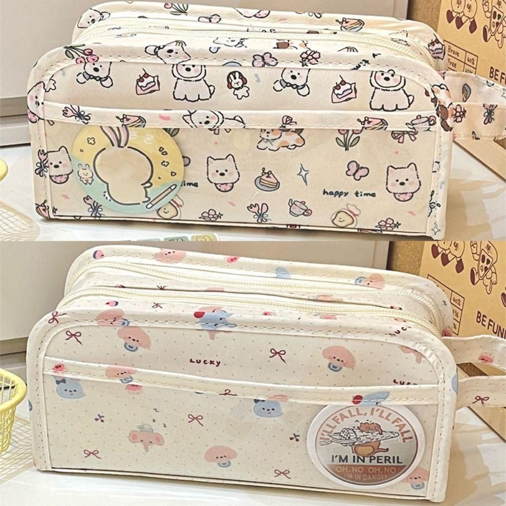 Bút chì HIGHVIEWLS, Túi đựng bút hình con chó con / voi nhiều lớp, Hộp bút chì di động dung tích lớn chất lượng cao Quà tặng học sinh