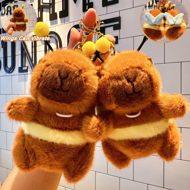 Capibara Kéo Lắc Cánh Ong Capybara Búp Bê Móc Khóa Ba Lô Trang Trí Búp Bê Cặp Đôi Cô Gái Chìa Khóa Treo Phụ Kiện Đồ Chơi Trẻ Em