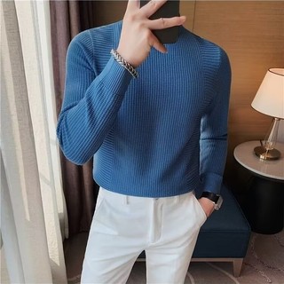 Áo Len Nam Nửa Cổ Rùa Xuân Thu Mới Mặc Bên Trong Cao Cấp Kết Cấu Thời Trang Cổ Giữa Dệt Kim Đáy Áo Sơ Mi
