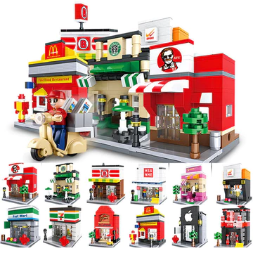 01 Tương thích với LEGO gạch cảnh sát thành phố lửa thế giới mini b Khối xây dựng LEGO tương thích Cảnh sát thành phố lửa thế giới mini Xây dựng Cửa hàng xem đường phố Lắp ráp Đồ chơi bé trai giáo dục