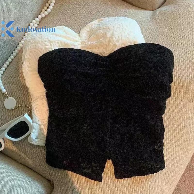 Kudosation Nữ Ren Gợi Cảm Crop Strapless Có Đệm Ngực Mùa Hè Sang Trọng Đảng Câu Lạc Bộ Áo Đẹp