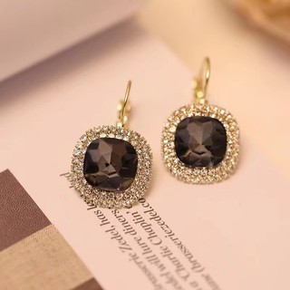 ❣️Nhẹ Sang Trọng Cao Cấp Retro Bông Tai Đen Cam Hồng Pha Lê Sang Trọng Bông Tai Khóa Tai Tinh Tế