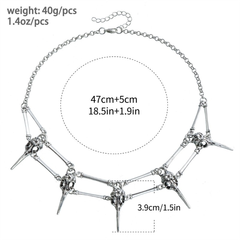 Vòng cổ đầu lâu hình chim Gothic - Phù hợp cho lễ hội và sự kiện âm nhạc