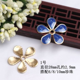 Trang sức handmade kẹp tóc giả cloisonne màu xanh, họa tiết đốt thụ thể